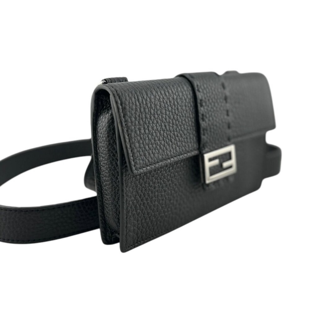 FENDI CUOIO ROMANO SELLERIA BAGUETTE BELT POUCH BLACK